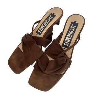 Jacquemus Leao Brown suede mules